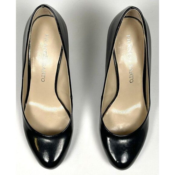 FRANCO SARTO Womens US 6M Millie Black Patent Almond Toe 3" PUMPS Heels *Flaw* - Picture 7 of 8